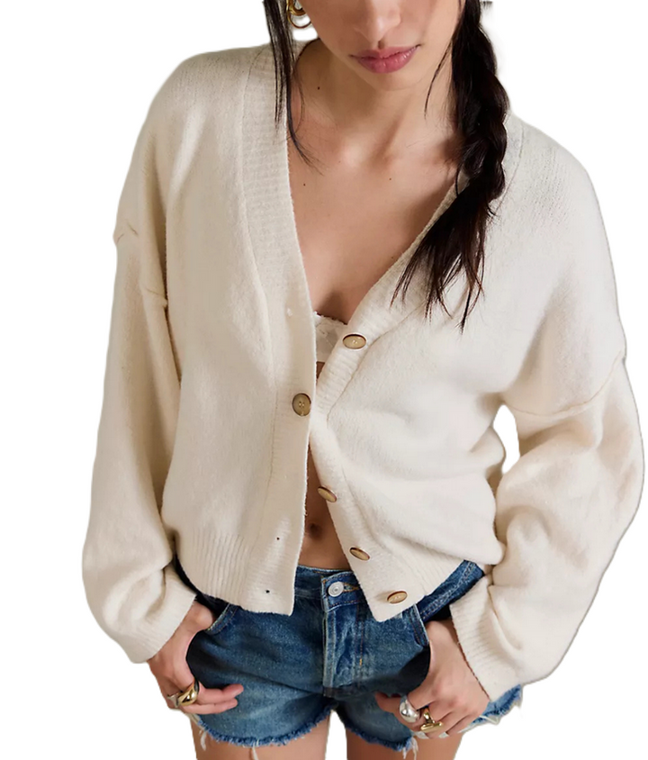 Free People Cool of The Night V Neck Cardigan Sweater MSRP $128