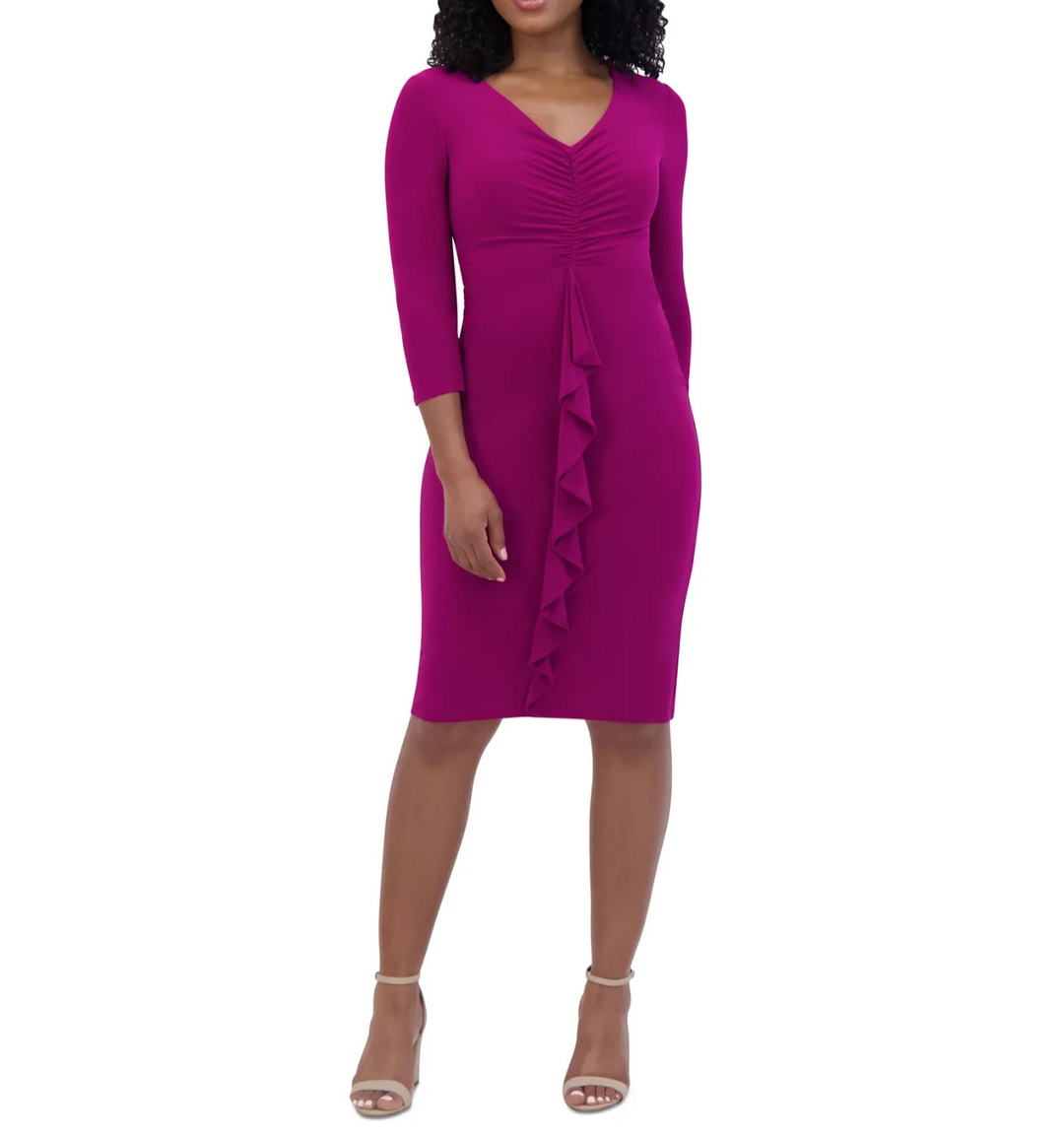 jessica howard ruched dress Macy*s Jessica Howard Women's V-Neck Front Slit Ruched Ball Gown available now at Auburn Mall