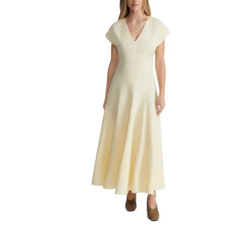 Lafayette 148 New York V Neck Flared Maxi Dress MSRP $1298
