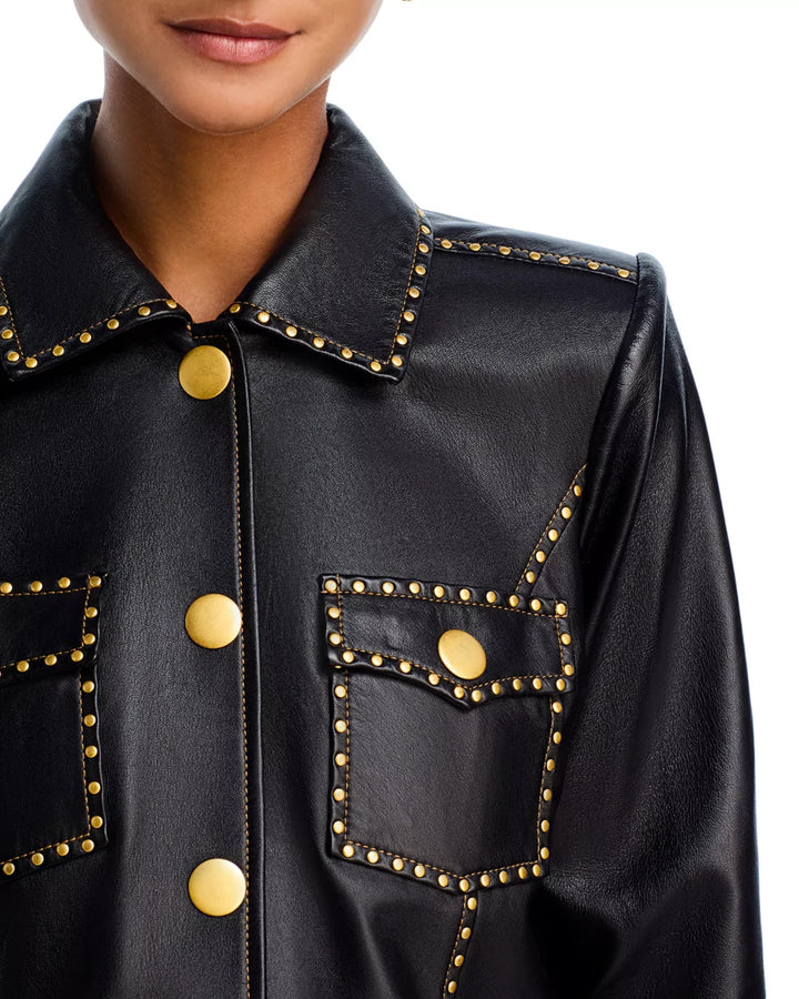 L'AGENCE Winsome Leather Crop Studded Jacket MSRP $1750