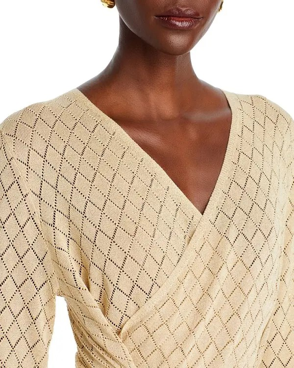 Nancy Yang Pointelle Surplice Sweater MSRP $114