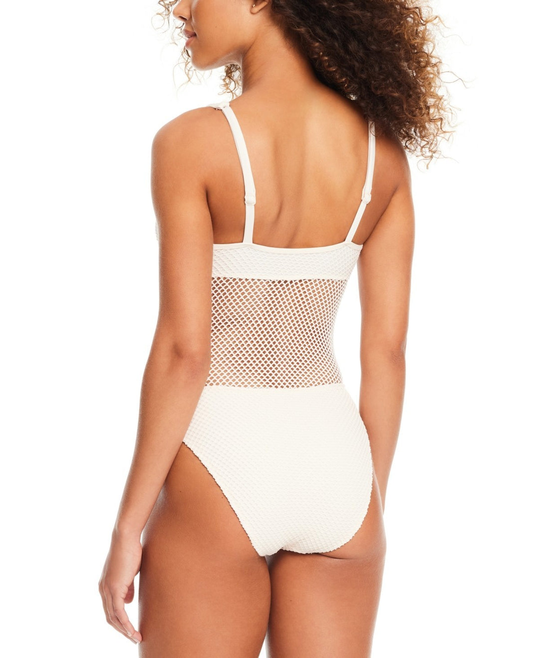 Sanctuary Sea Crochet V-Neck High-Leg Tank One-Piece Swimsuit MSRP $109