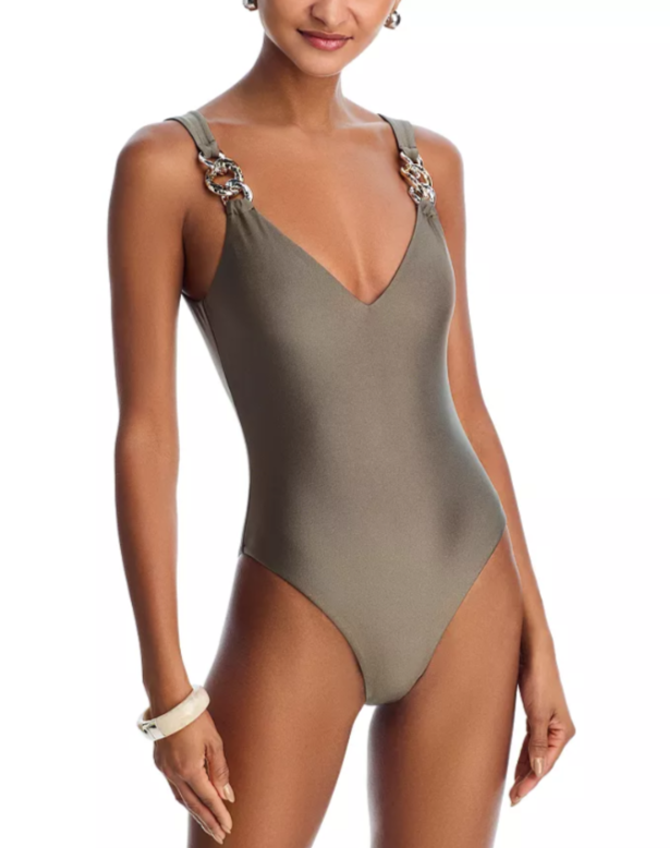 SIMKHAI Regan V Neck One Piece Swimsuit MSRP $285