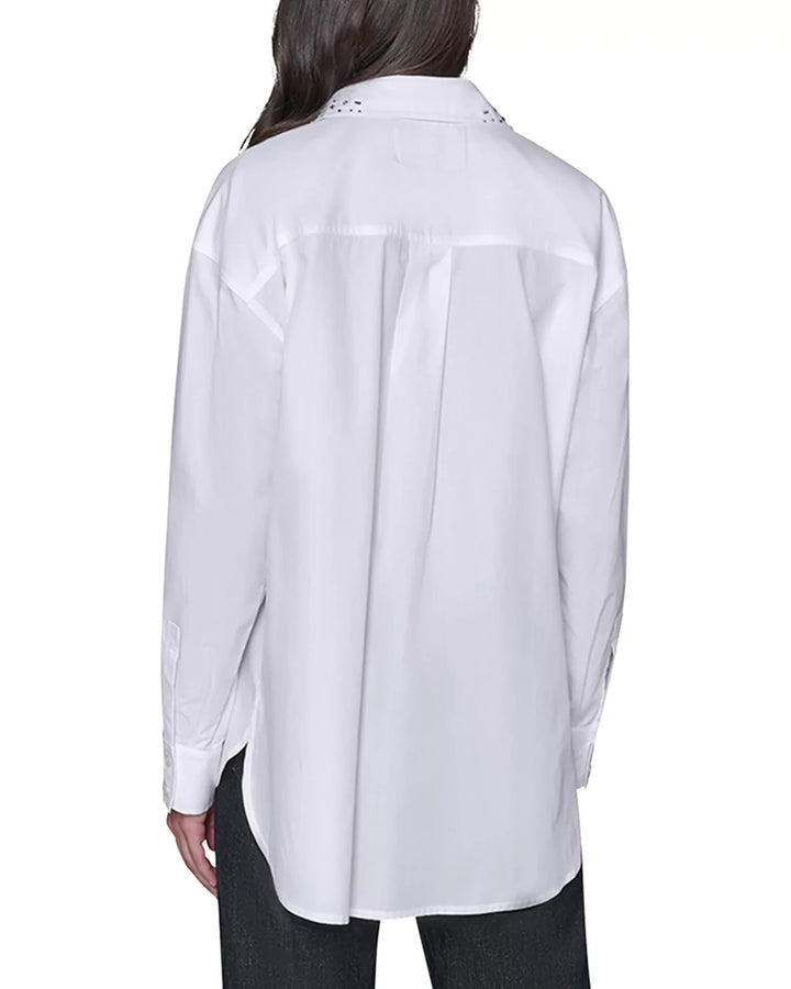 KARL LAGERFELD PARIS Embellished Poplin Blouse MSRP $129