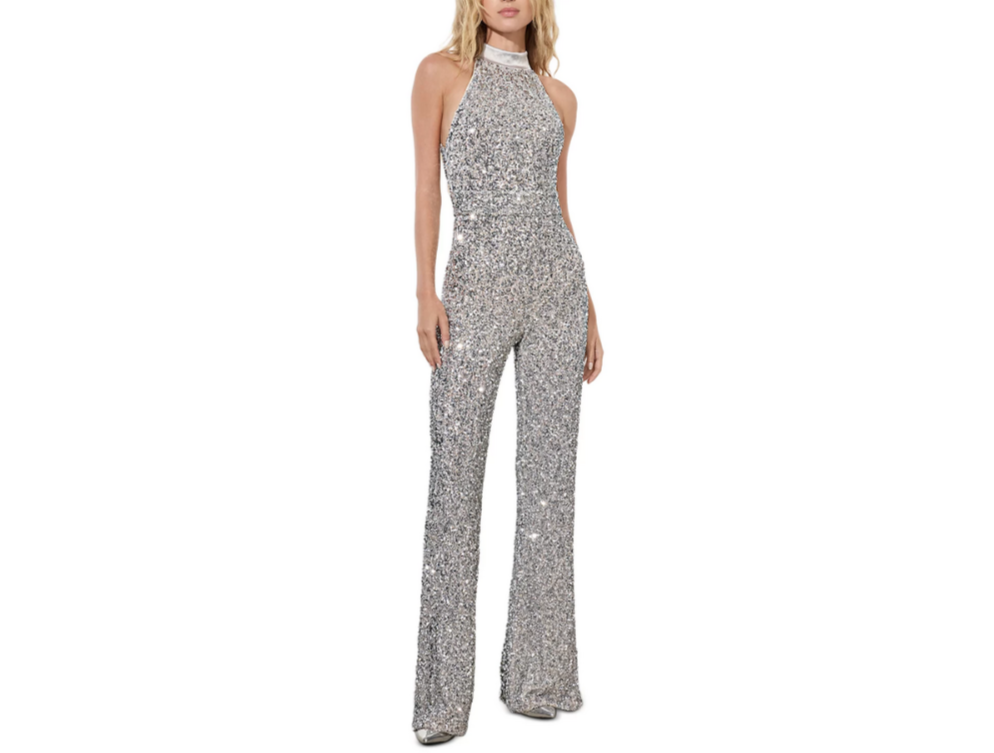 Alice and Olivia Cataline Sequin Jumpsuit MSRP $695