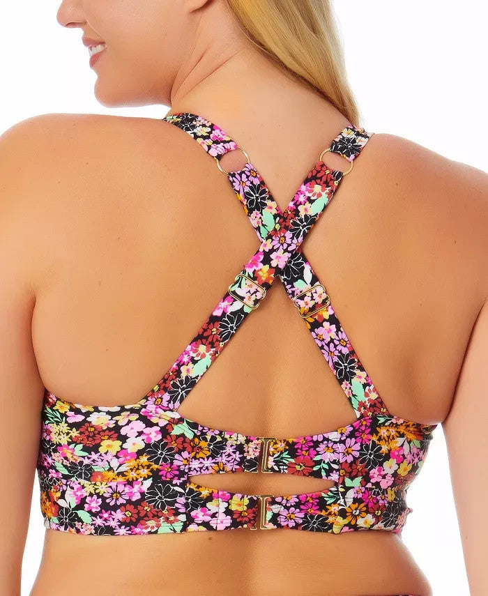 California Waves Trendy Plus Size Ditsy-Print Underwire Bikini Top MSRP $29