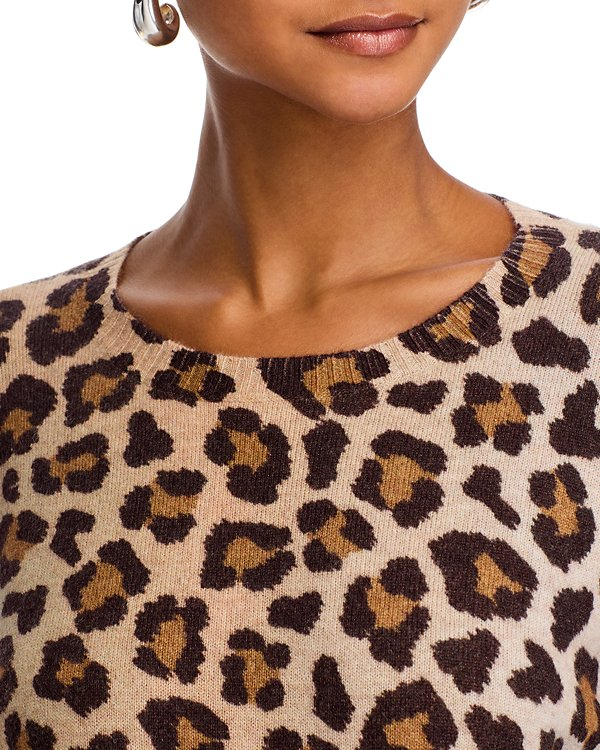 C by Bloomingdale's Cashmere Leopard Crewneck Sweater MSRP $198