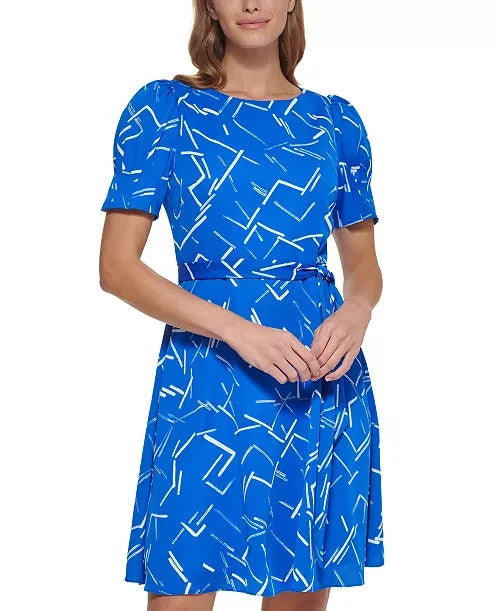 DKNY Puff Sleeve Tie Waist Dress MSRP $129