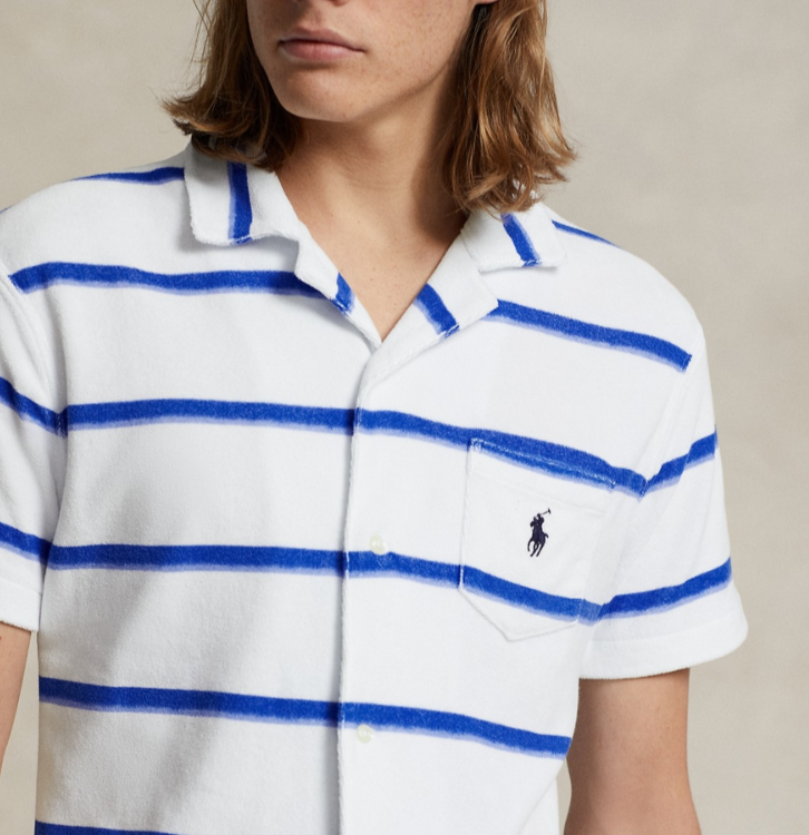 POLO Ralph Lauren Striped Terry Camp Shirt MSRP $138