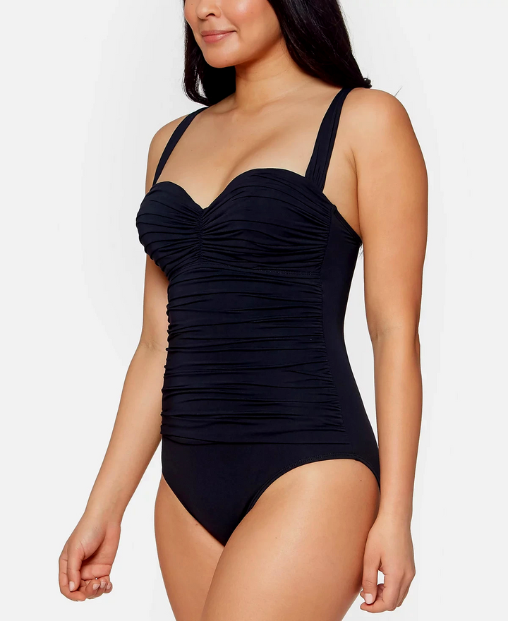 Bleu Rod Beattie Shirred Bandeau One Piece Swimsuit MSRP $119