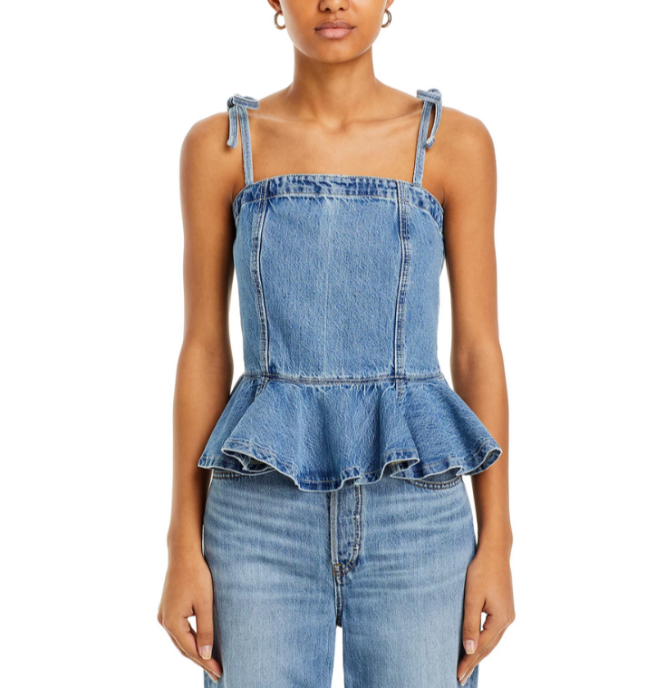 RE/DONE Denim Peplum Top MSRP $295