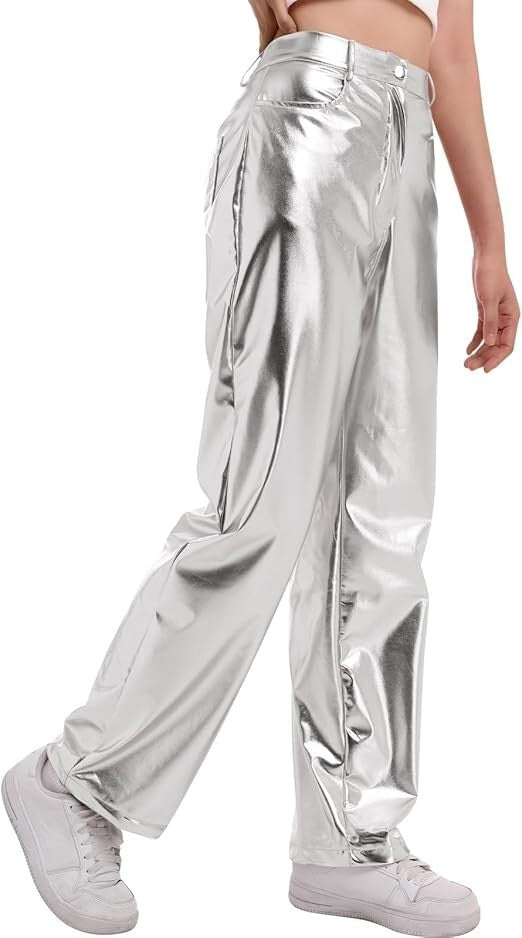Good American Good Icon High Rise Straight Faux Leather Jeans MSRP $195