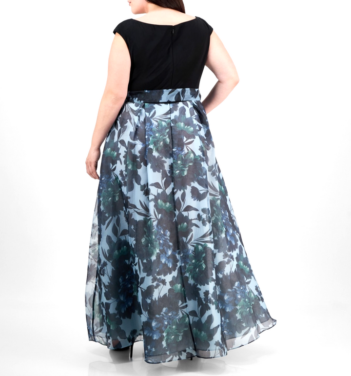 SL Fashions Floral-Print Cap-Sleeve Gown MSRP $159
