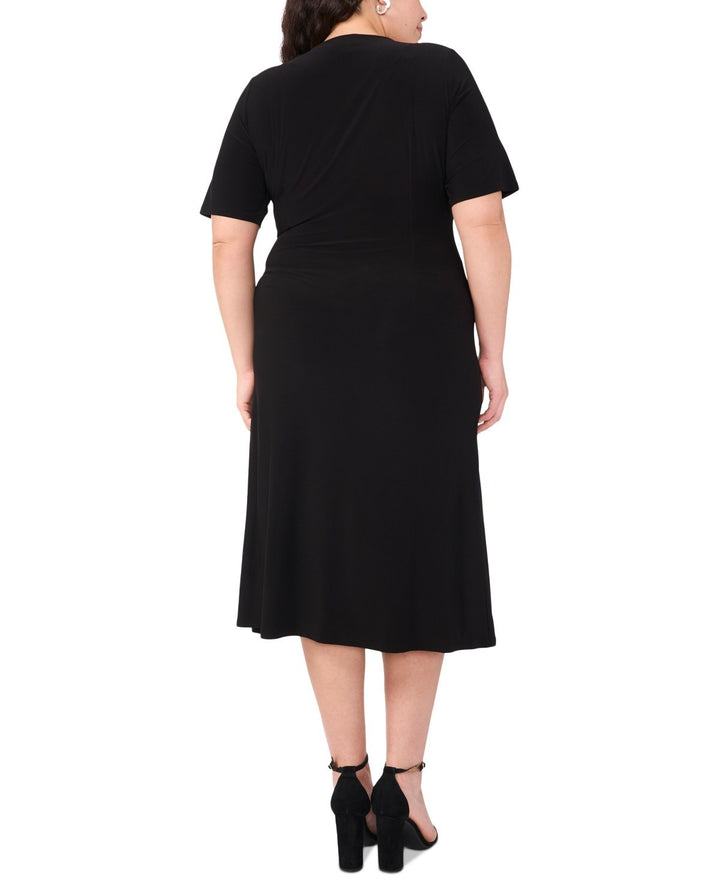 MSK Plus Size Short-Sleeve Side-Gathered Midi Dress MSRP $69