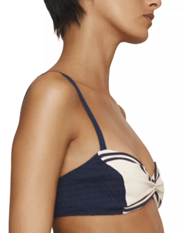 Alémais Marine Smocked Bralette Bikini Top MSRP $170