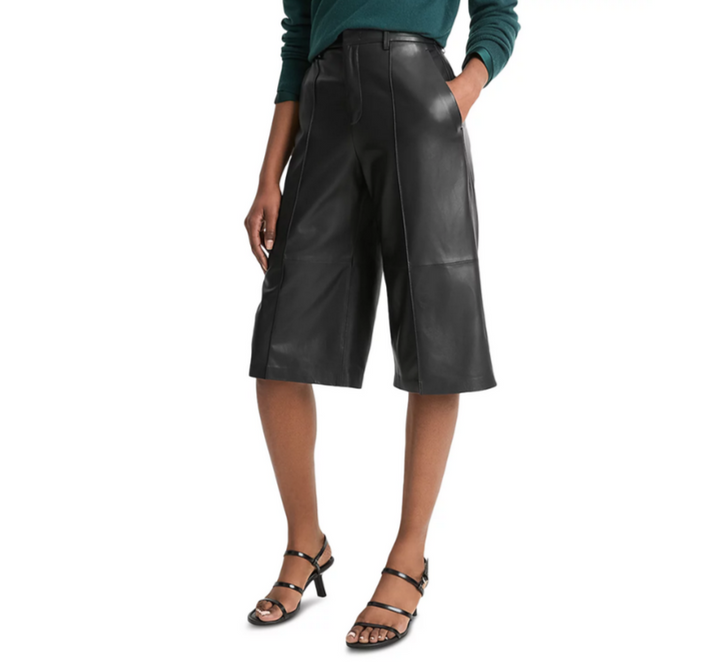 Vince Mid Rise Leather Shorts MSRP $995