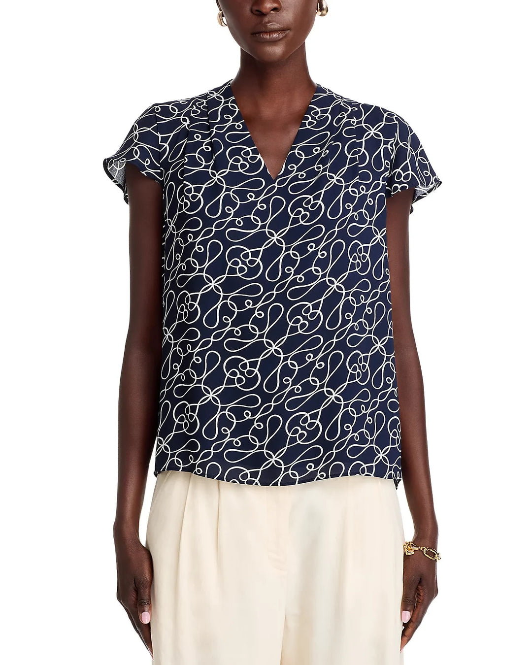 T Tahari Printed Blouse MSRP $68