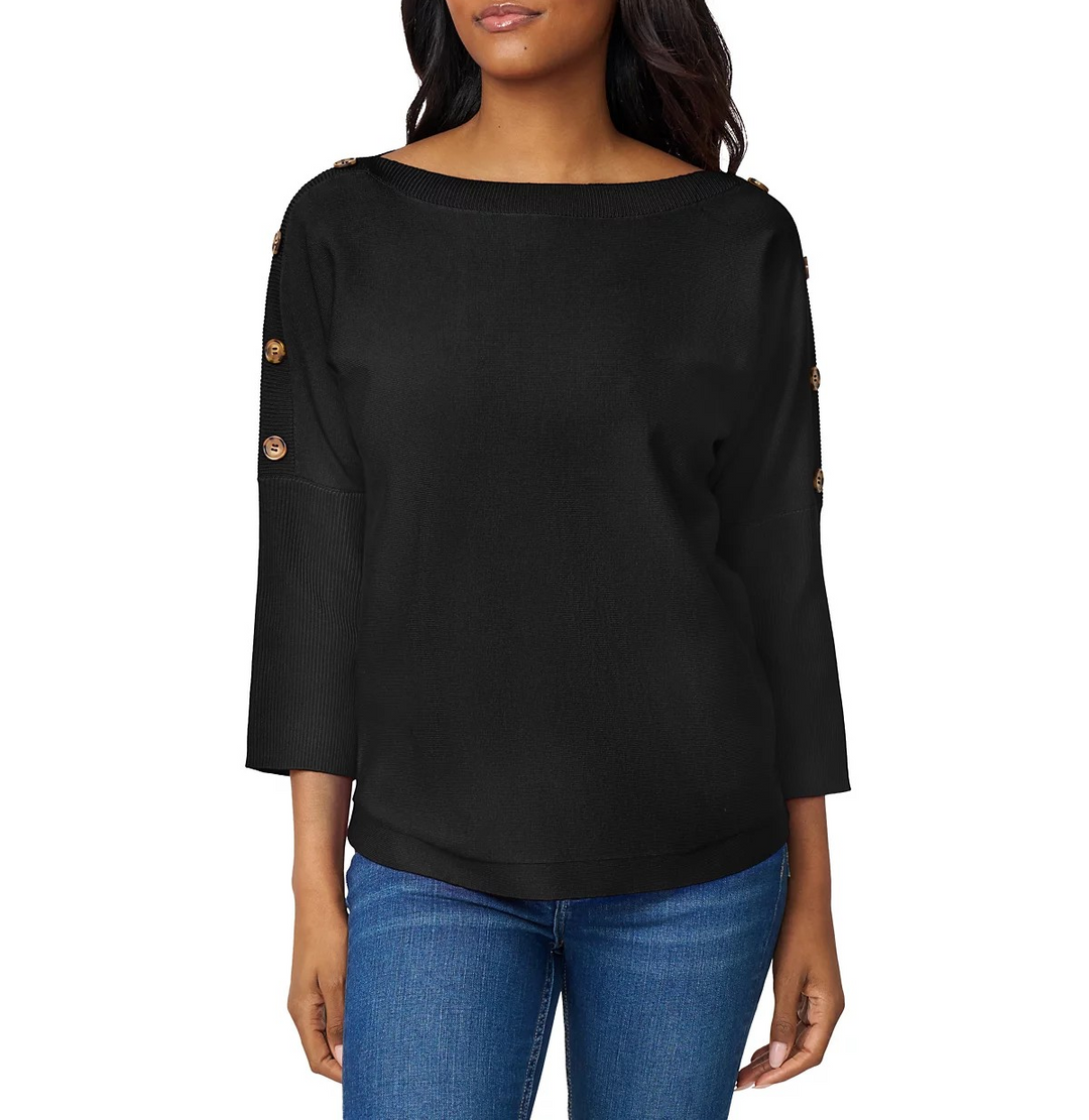 Melissa Paige Button-Trim Dolman-Sleeve Sweater MSRP $46.50
