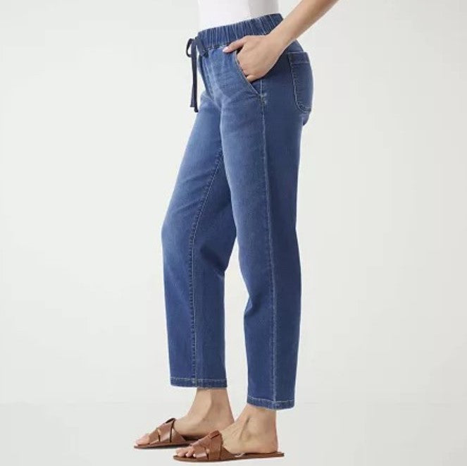 Gloria Vanderbilt Knitology Anya Drawstring Straight-Leg Jeans MSRP $52