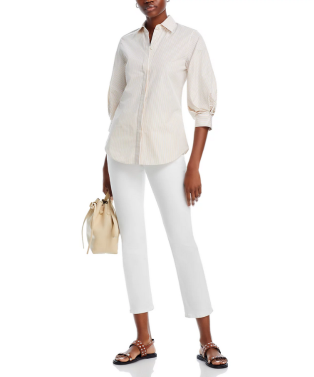 Lafayette 148 New York Balloon Sleeve Slim Blouse MSRP $598