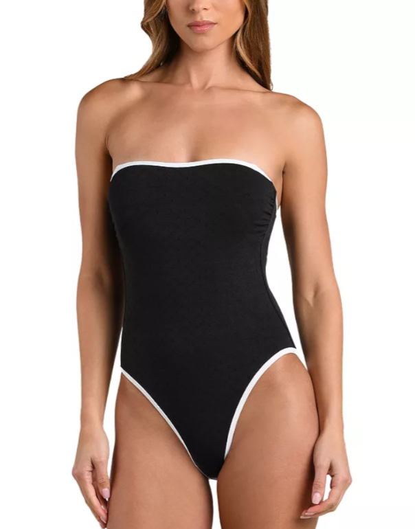 L'AGENCE Tory Bandeau Fine Line One Piece Swimsuit MSRP $275