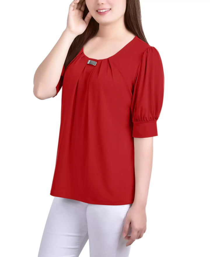 NY Collection Petite Short Sleeve Balloon Sleeve Top MSRP $40