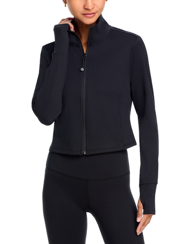 Aqua Cropped Full Zip Mock Neck Jacket MSRP $98