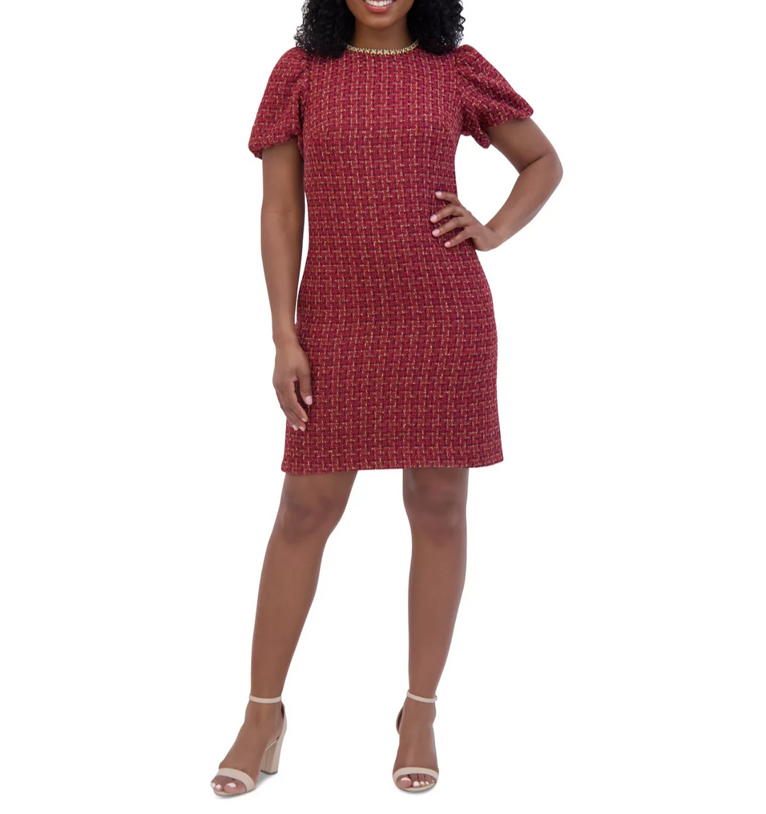 Jessica Howard Petite Tweed Embellished Shift Dress MSRP $109