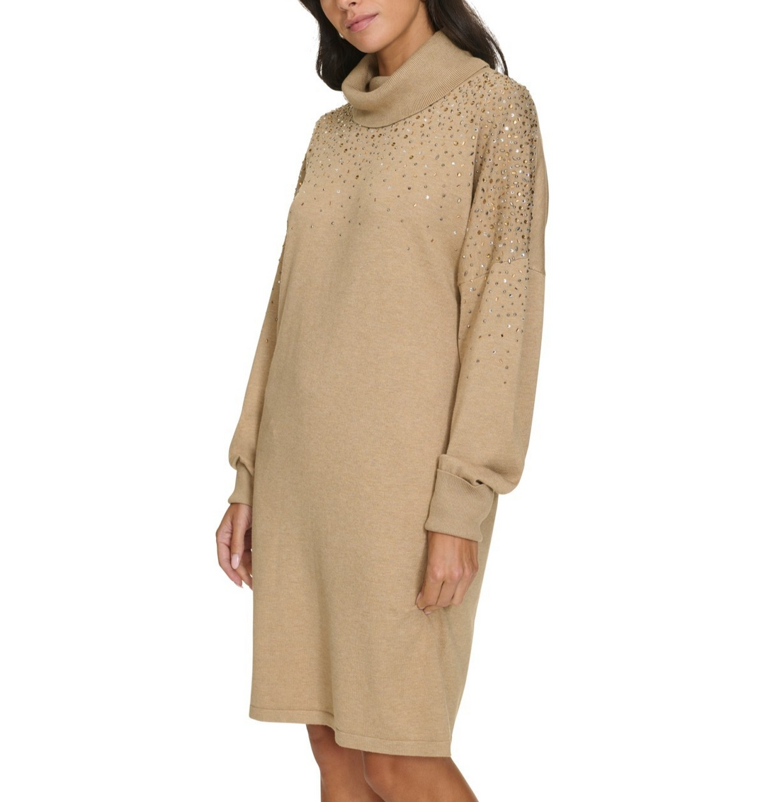 Calvin Klein Women's Embellished Long-Sleeve Sweater Dress MSRP $139