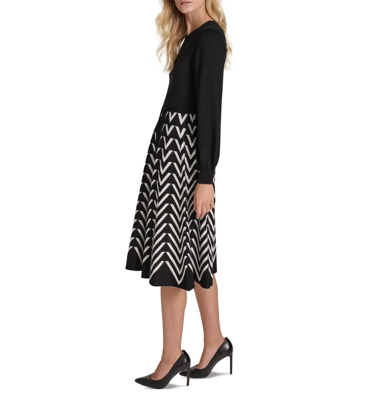 Jessica Howard Women's Printed-Skirt Sweater Dress MSRP $89