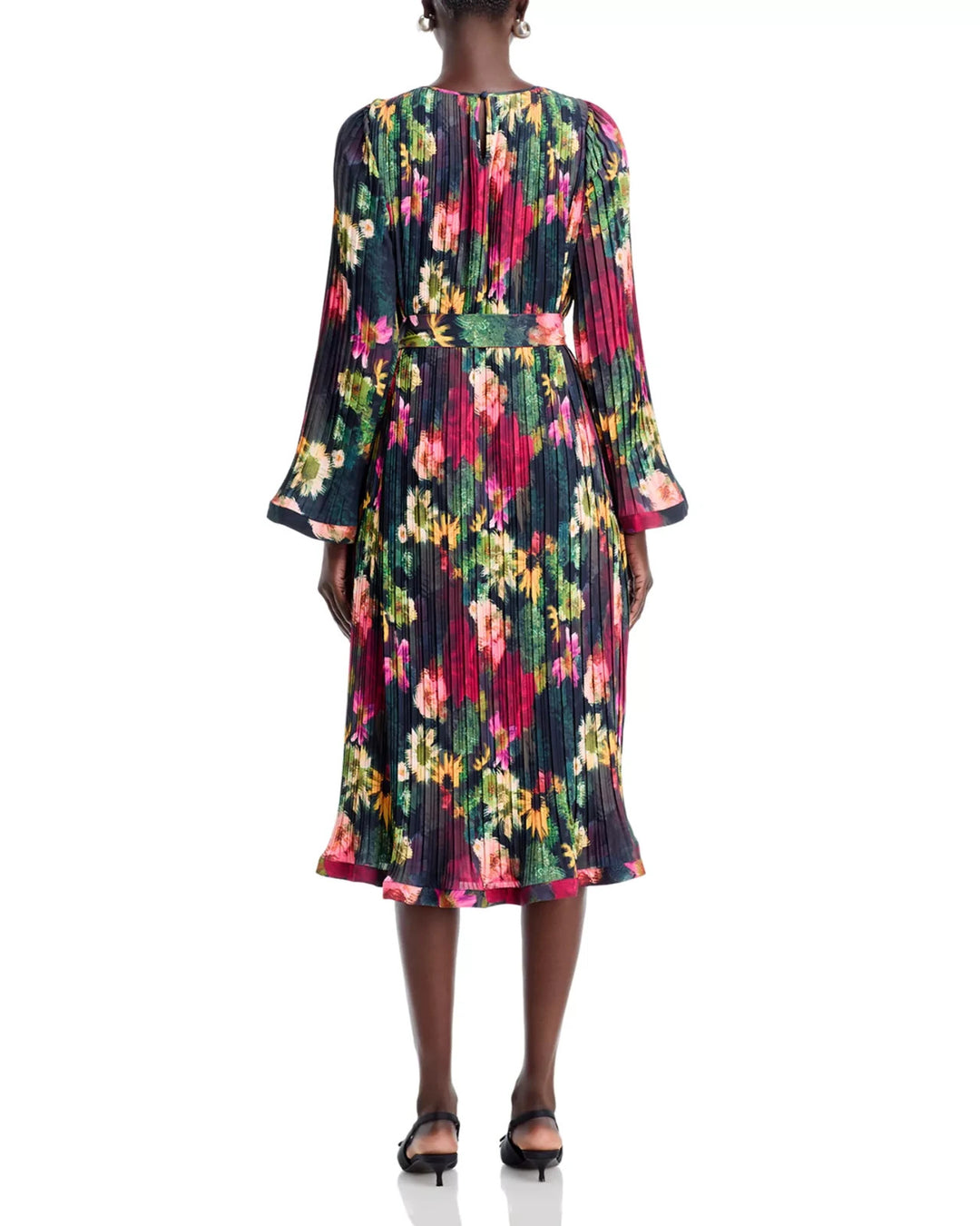 T Tahari Round Neck Novelty Pleated Dress MSRP $148