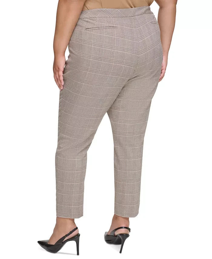 Calvin Klein Plus Size Straight-Leg Plaid Ankle Pants MSRP $119