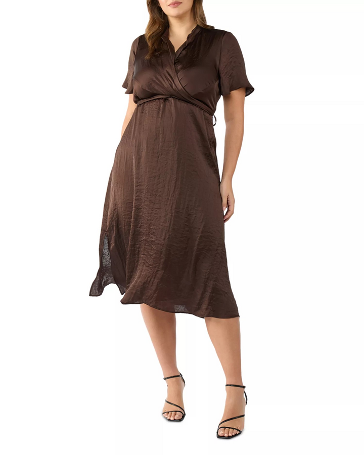 Estelle Plus Mirage Oasis Satin Wrap Dress MSRP $149