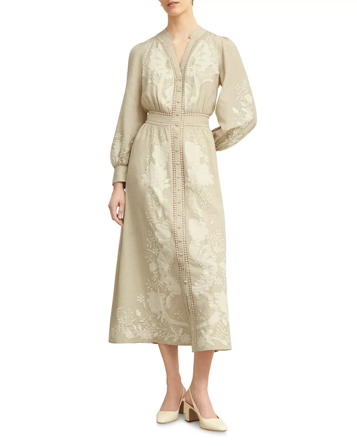 HOBBS LONDON Frida Button Front Lace Trim Dress MSRP $525
