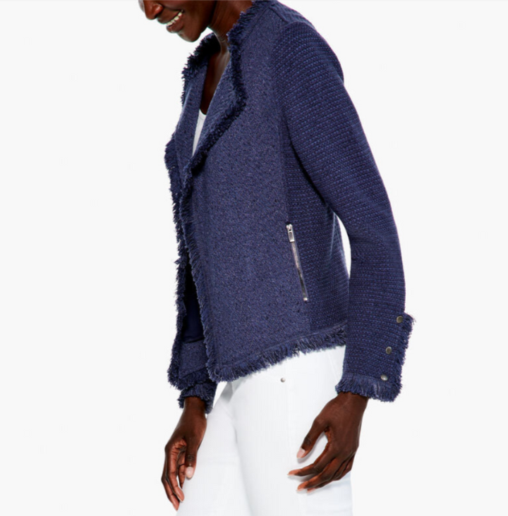 NIC+ZOE Fringe Mix Knit Jacket Cardigan MSRP $198