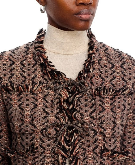 Aldo Martins Thun Fringed Knit Bomber Jacket MSRP $363