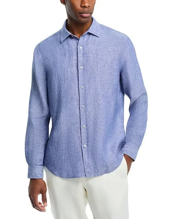 The Men's Store Yarn-Dyed Standard Fit Linen Shirt MSRP $108