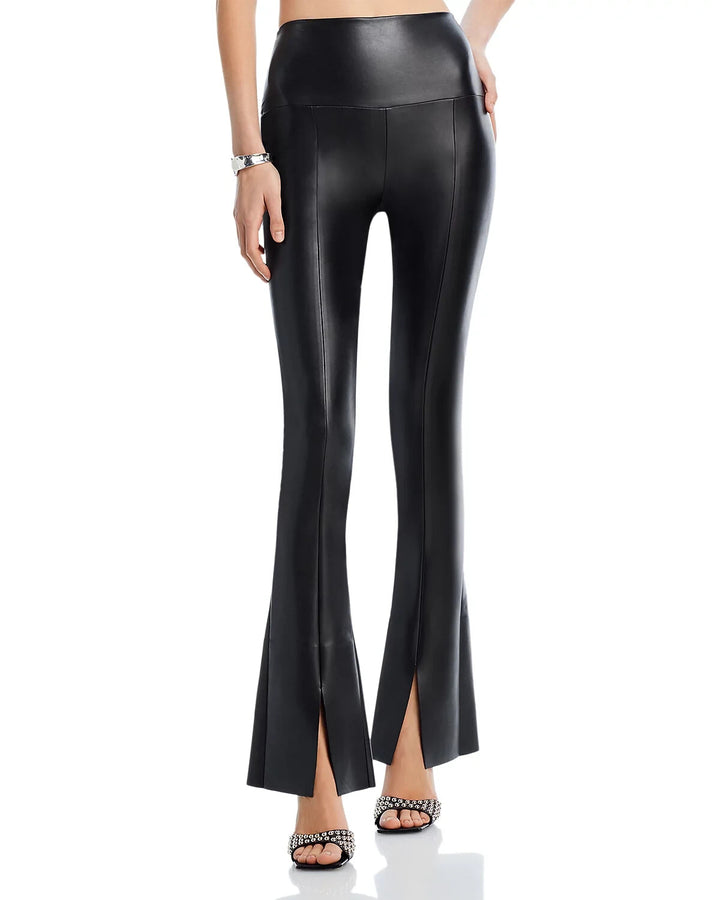 Norma Kamali Spat Split Hem Faux Leather Leggings MSRP $175