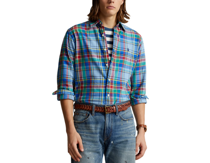 Polo Ralph Lauren Classic Fit Printed Long Sleeve Button Front Oxford Shirt $125