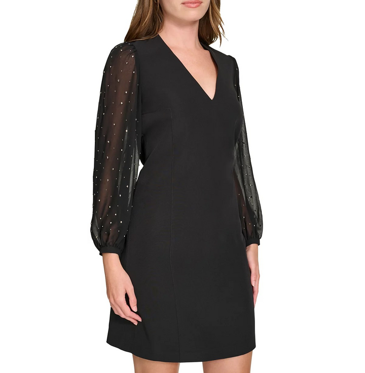 Tommy Hilfiger Women's Rhinestone-Sleeve Shift Dress MSRP $139