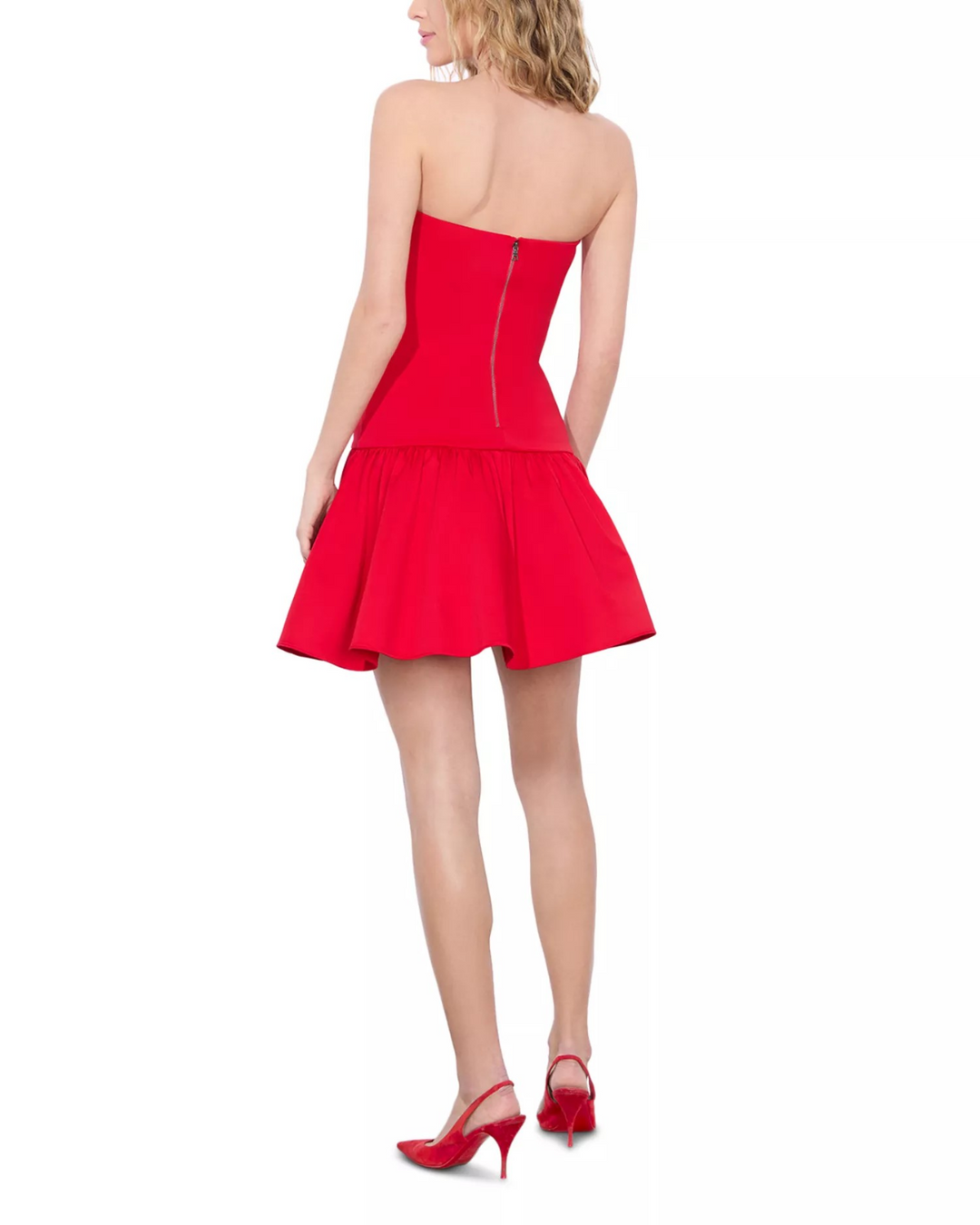 Alice and Olivia Oriana Strapless Drop Waist Mini Dress MSRP $295