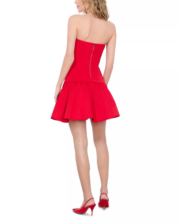 Alice and Olivia Oriana Strapless Drop Waist Mini Dress MSRP $295