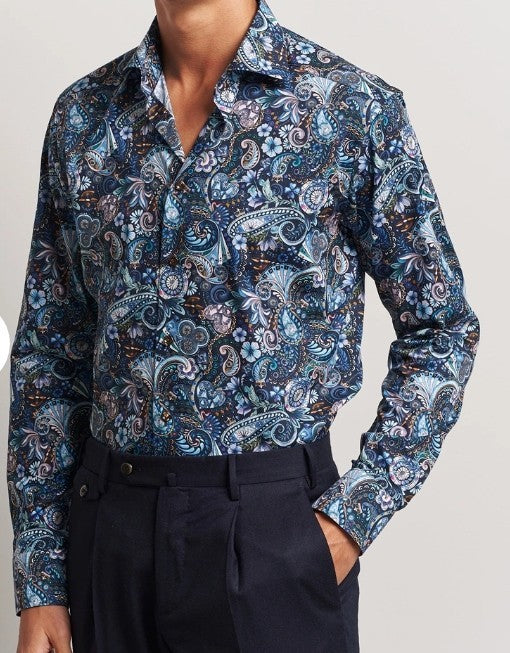 Eton Printed Slim Fit Dress Shirt MSRP $290