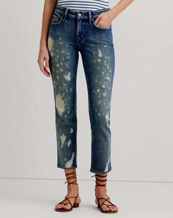 Lauren Ralph Lauren Bleach-Splattered Ankle Jeans MSRP $175