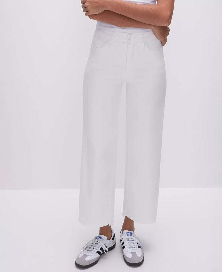 Good American Women's Good Waist Cropped Palazzo Jeans MSRP $139
