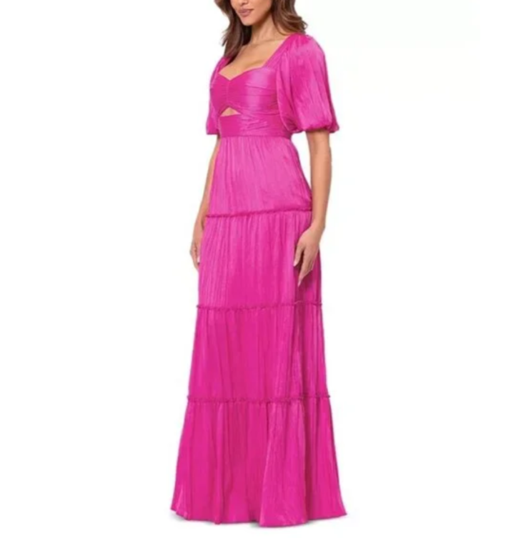 AQUA Pleated Cutout A Line Dress MSRP $308