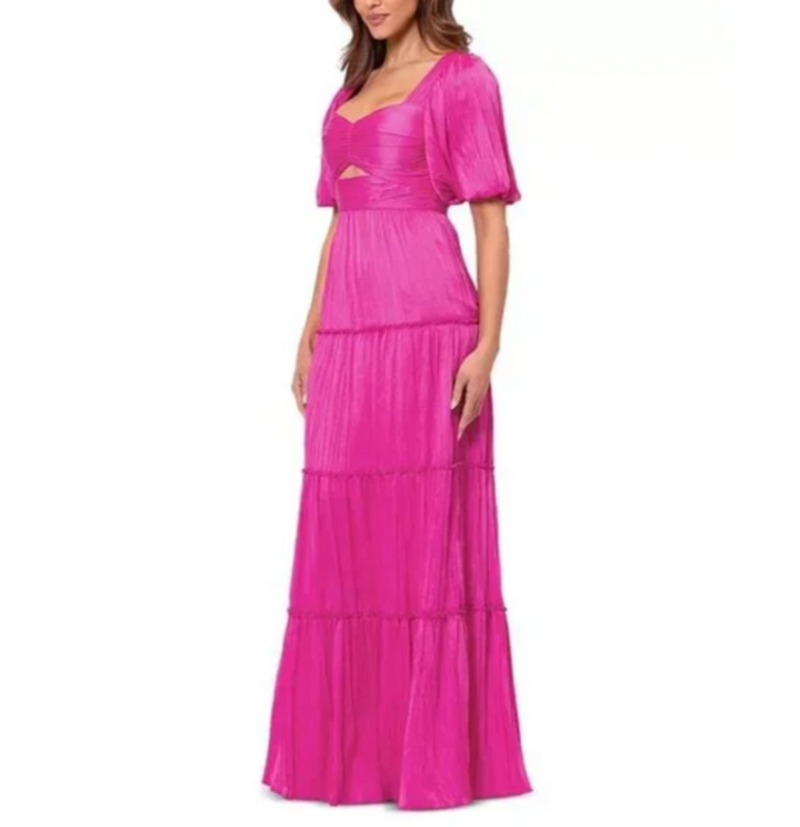 AQUA Pleated Cutout A Line Dress MSRP $308