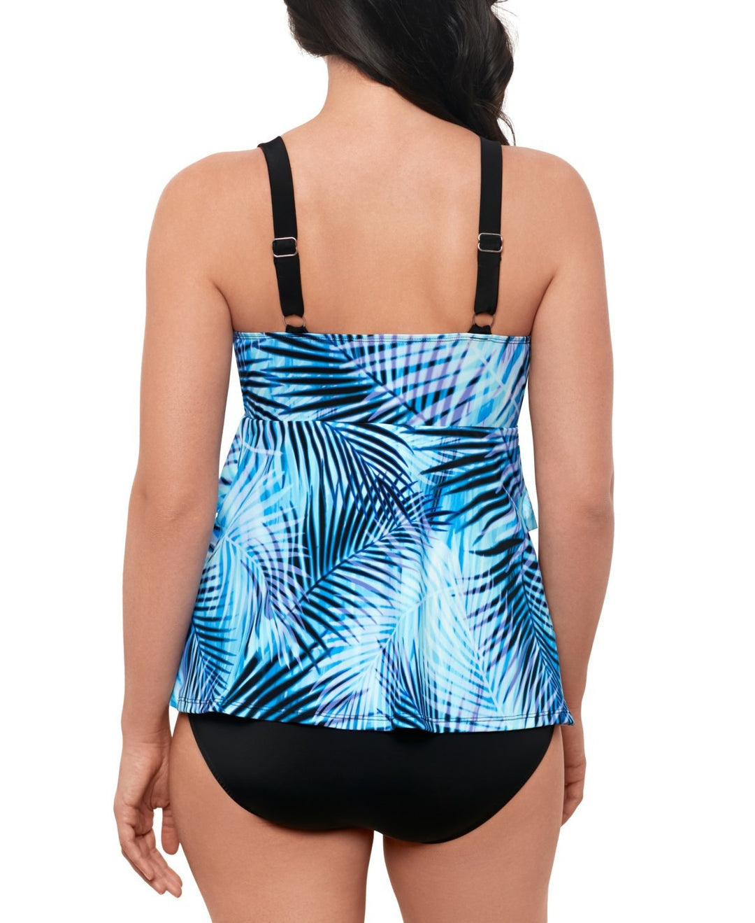 Swim Solutions Leaf It Alone Tiered Fauxkini One-Piece Swimsuit MSRP $102