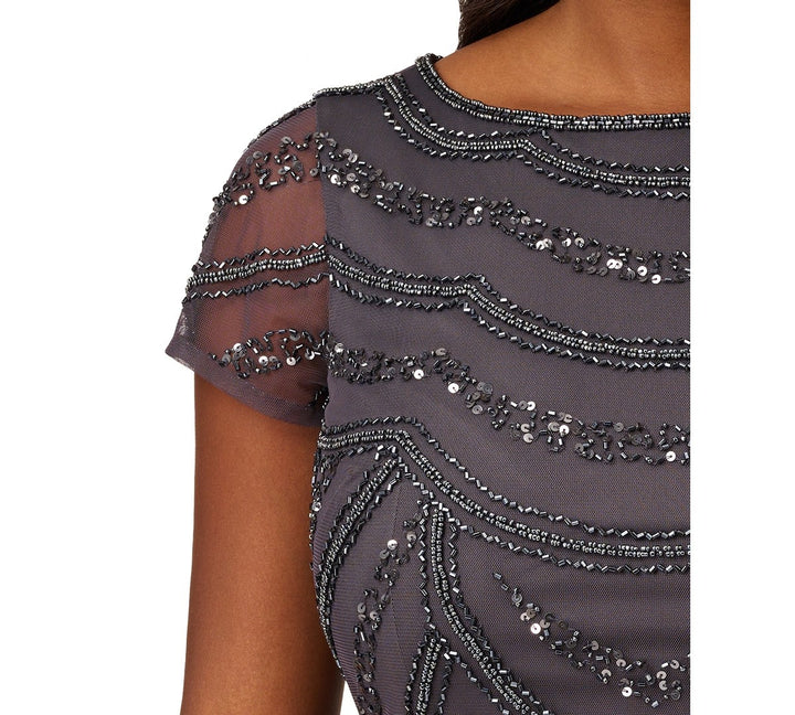 Adrianna Papell Beaded Cap-Sleeve Sheath Dress MSRP $199