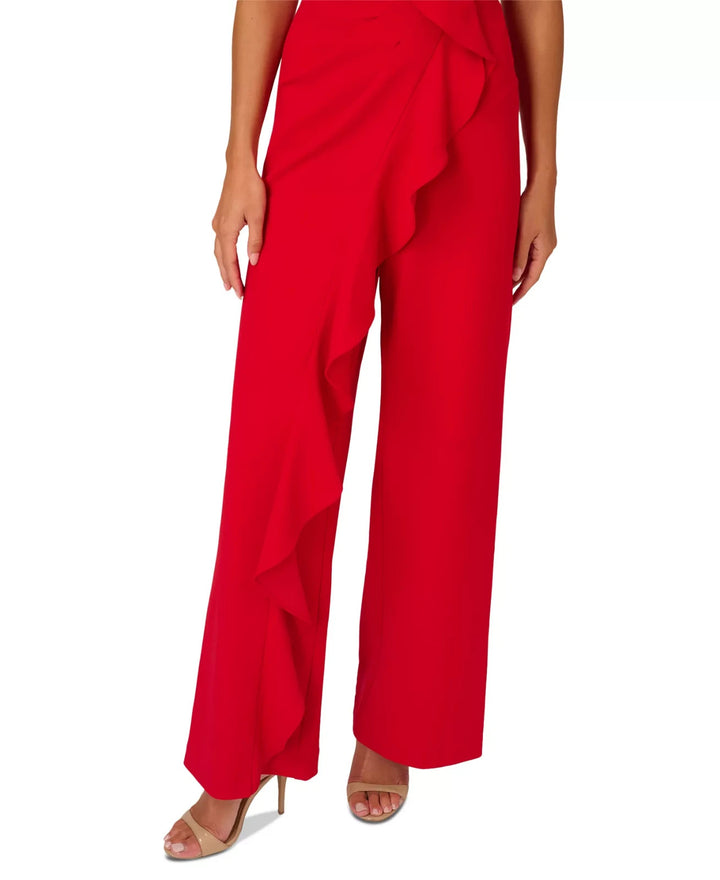 Adrianna Papell Women's Ruffle Knit Crepe Jumpsuit MSRP $179